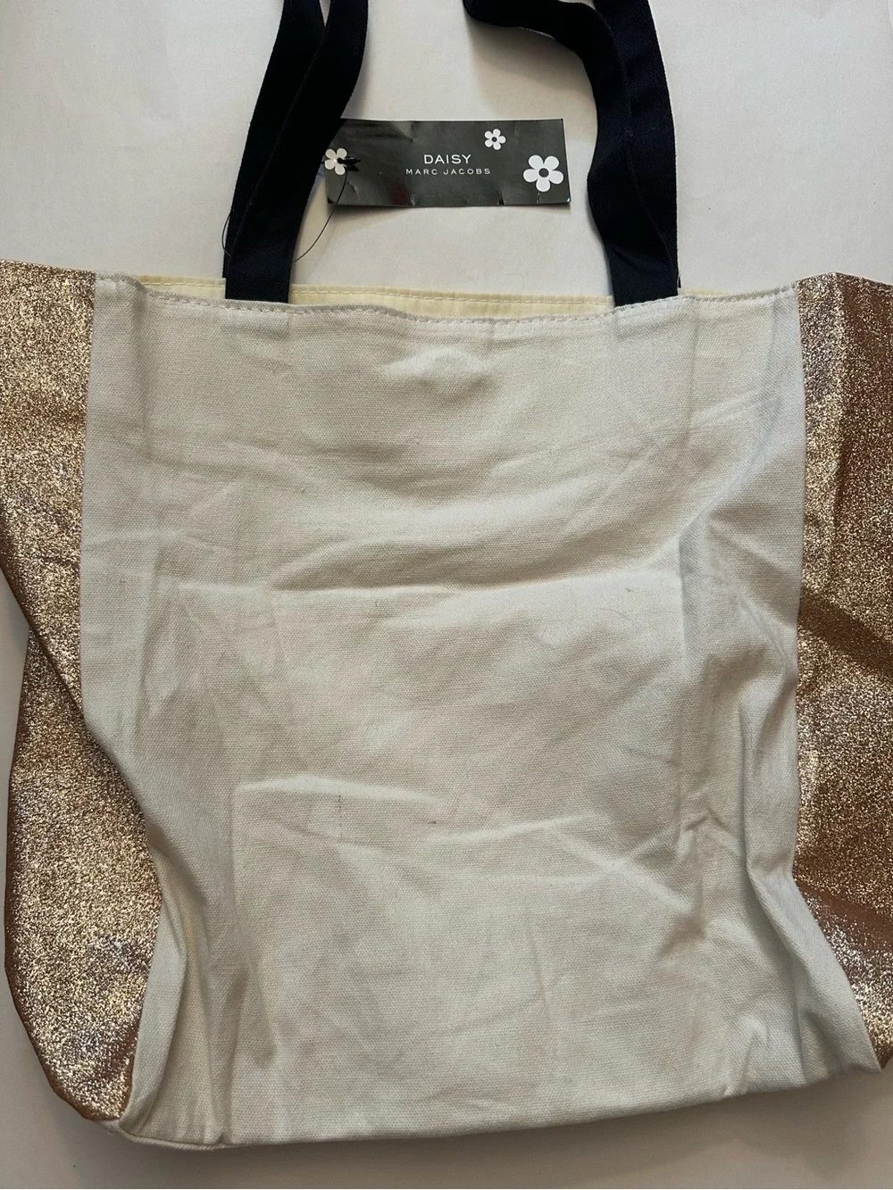 Daisy Marc Jacobs Tote Bag Beige with Good Glitter Sides NWT